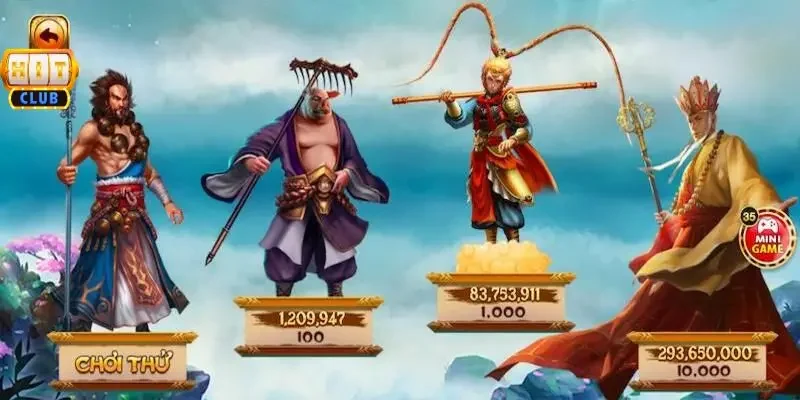  Giao diện bảng thanh toán và giá trị hũ lũy tiến thực tế trong game tây du ký tại Hitclub.